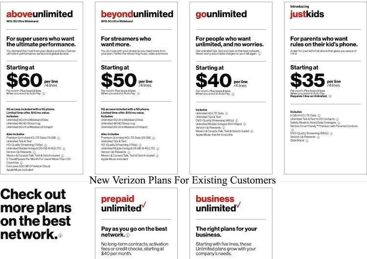 New Verizon Plans For Existing Customers (Updated 2022)