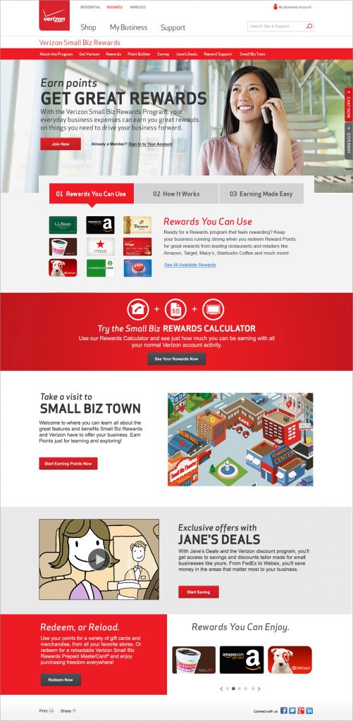 Verizon Small Business Rewards Site Redesign «