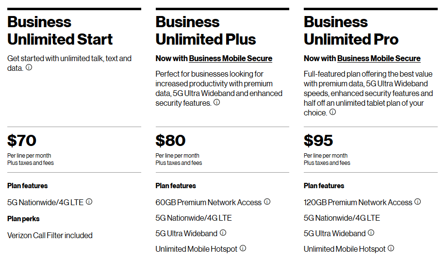 Verizon Launches Three New Business Plans with Tablet and Data Device