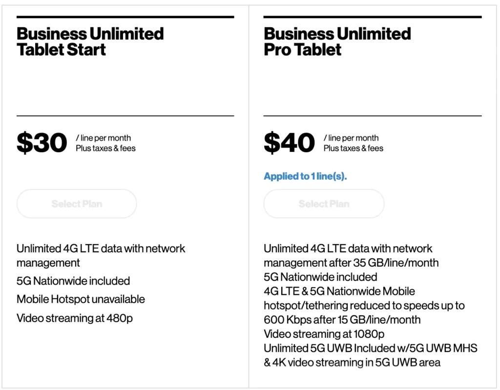 Verizon Business Connected Device Plan Changes Tablet and Jetpack
